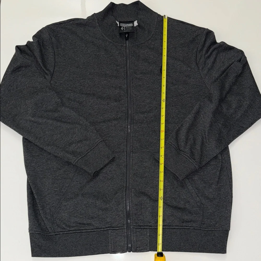 Skechers Jacket Mens XL Hoodless Hoodie Full Zip Knit Sweat Mock Neck Gray